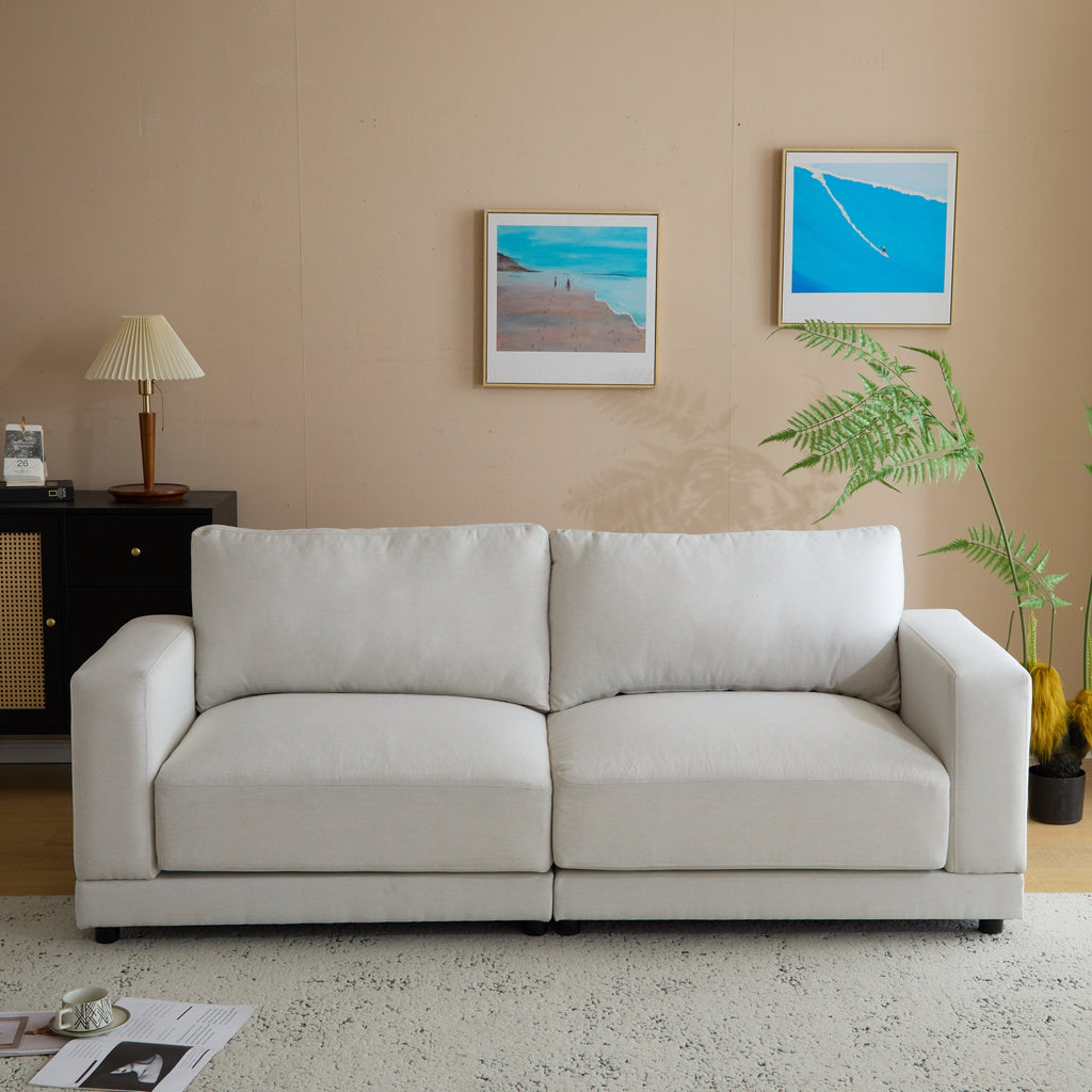 81'' Modern Square Arm Sofa with Soft Fabric Upholstery