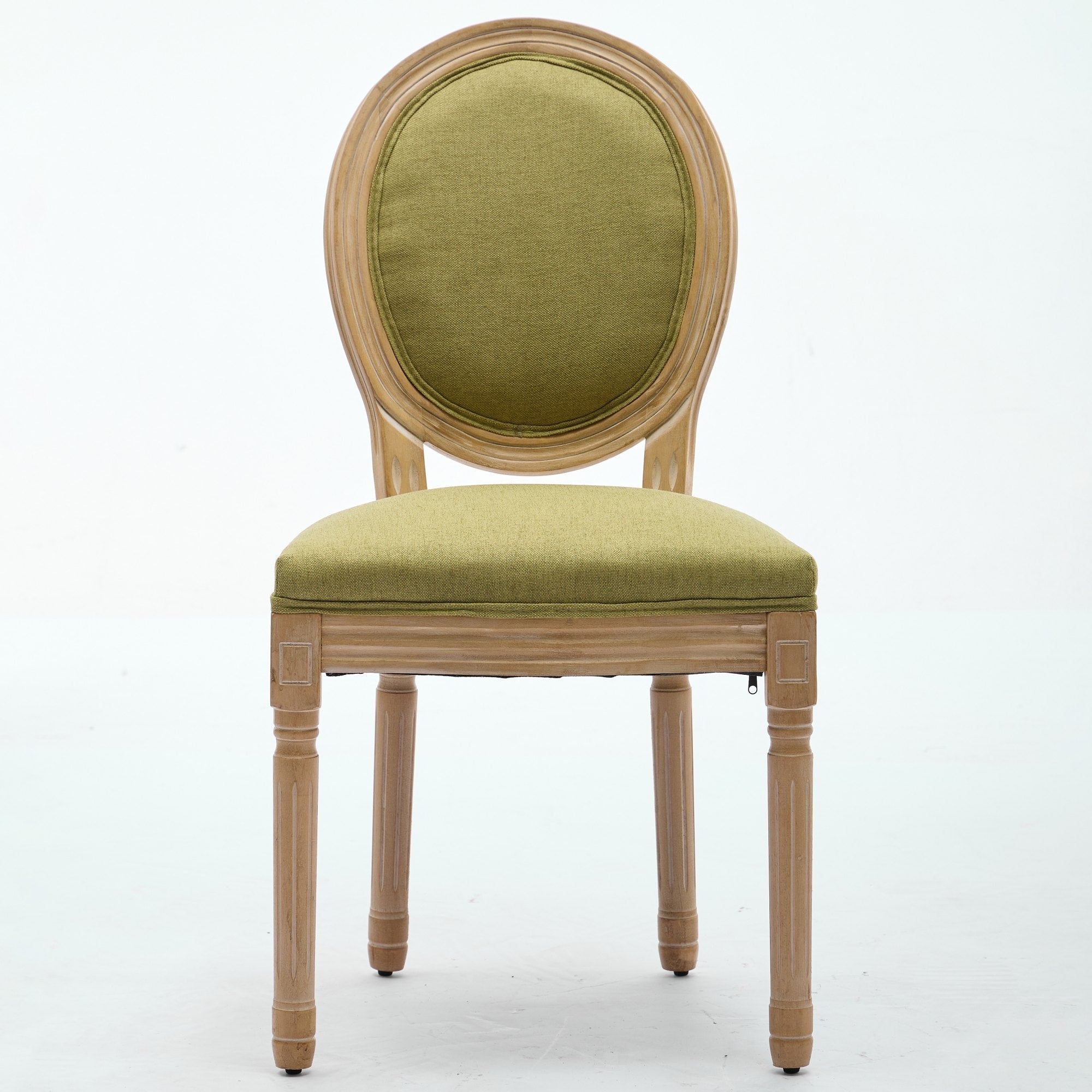 French Style Solid Wood Frame Linen Fabric Back Dining Chair (Set of 2)
