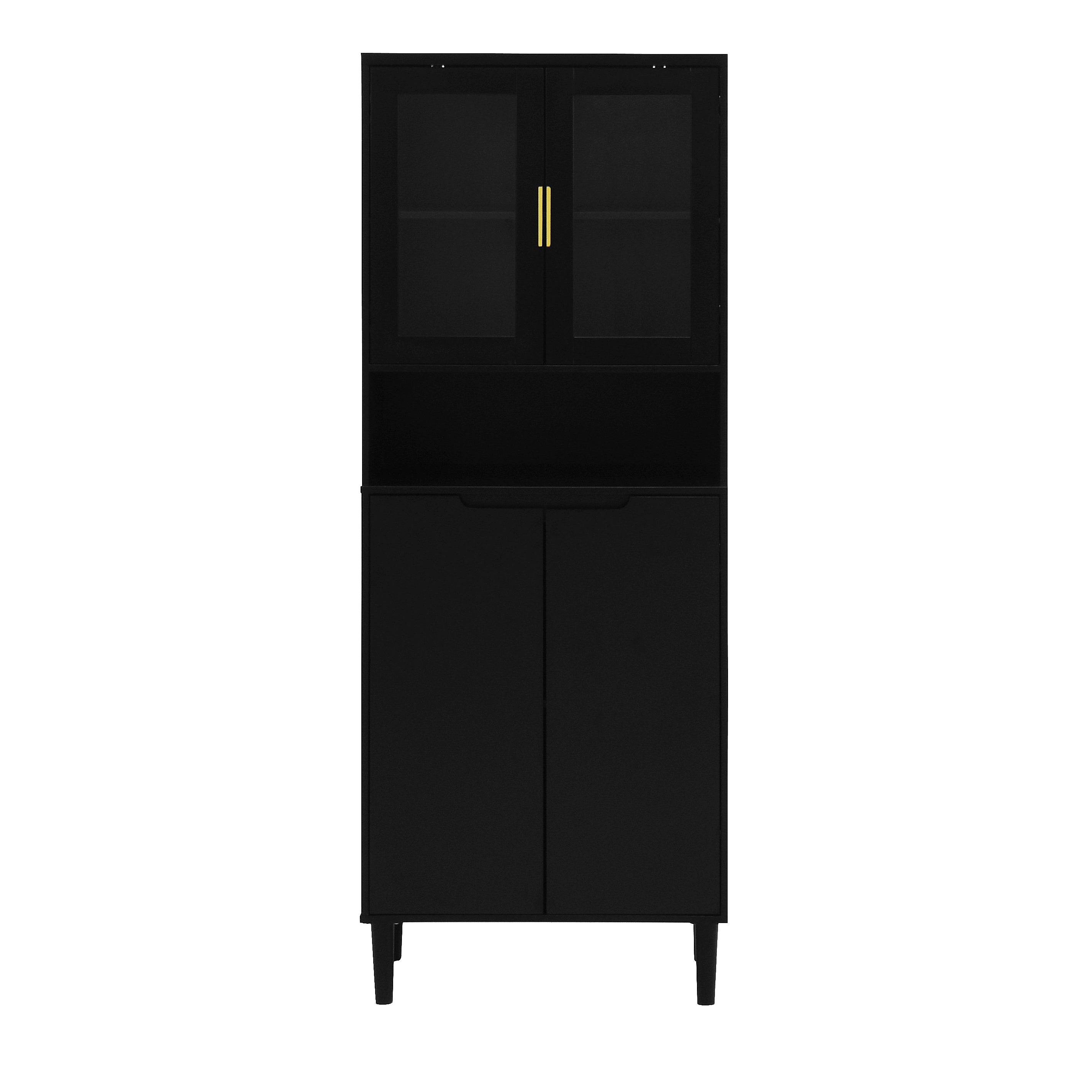Tempered Glass Door Tall Storage Bookcase