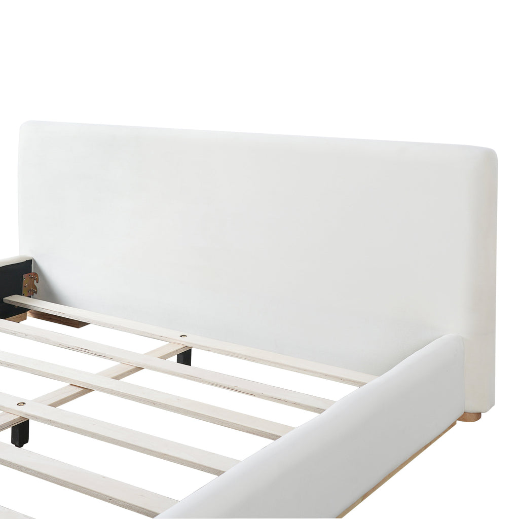 Elegant Upholstered Bed With Solid Wood Frame