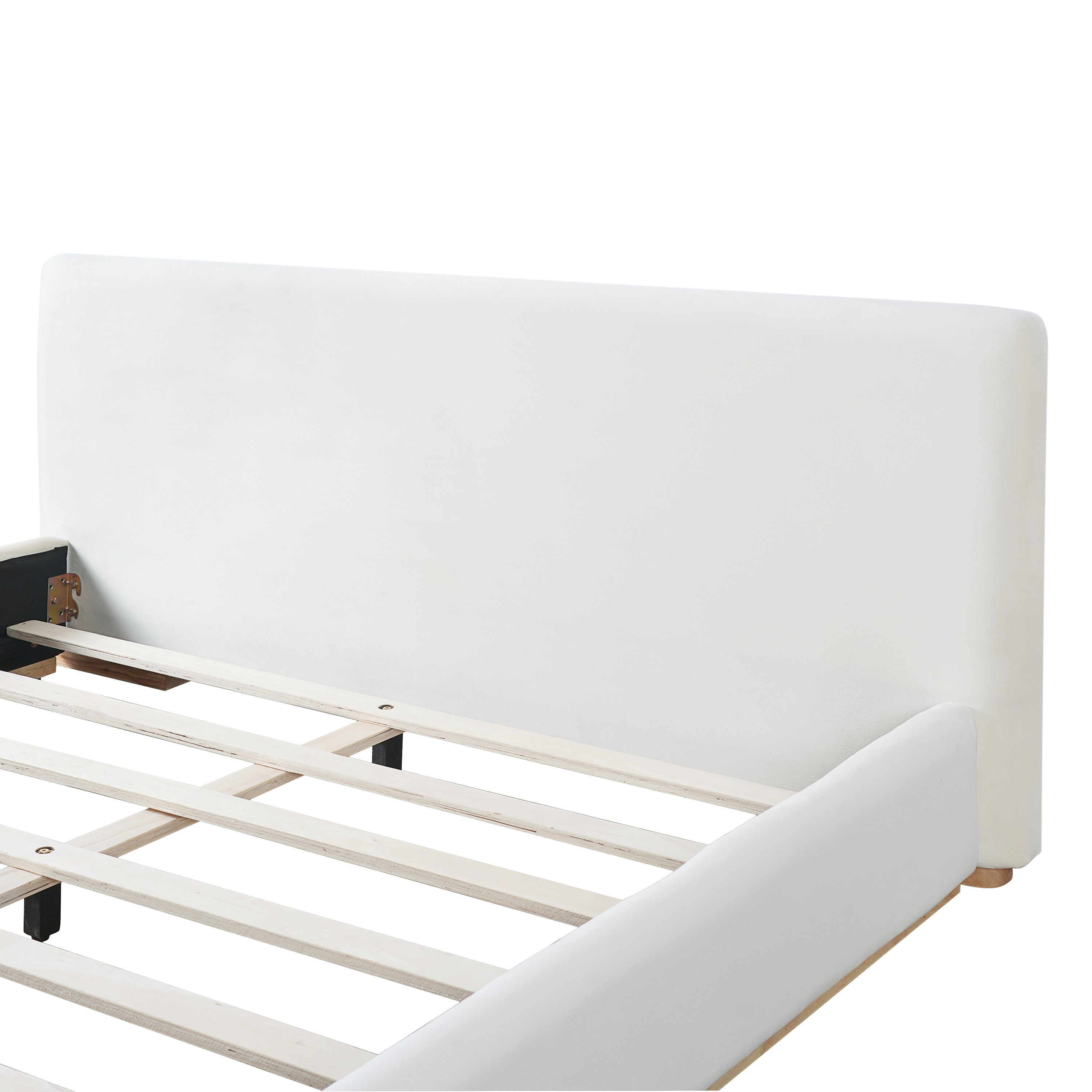 Elegant Upholstered Bed With Solid Wood Frame