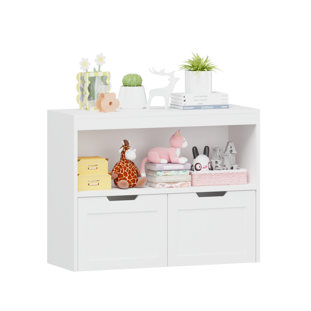 Toy Storage Cabinet  with Large Drawers and Open Shelves