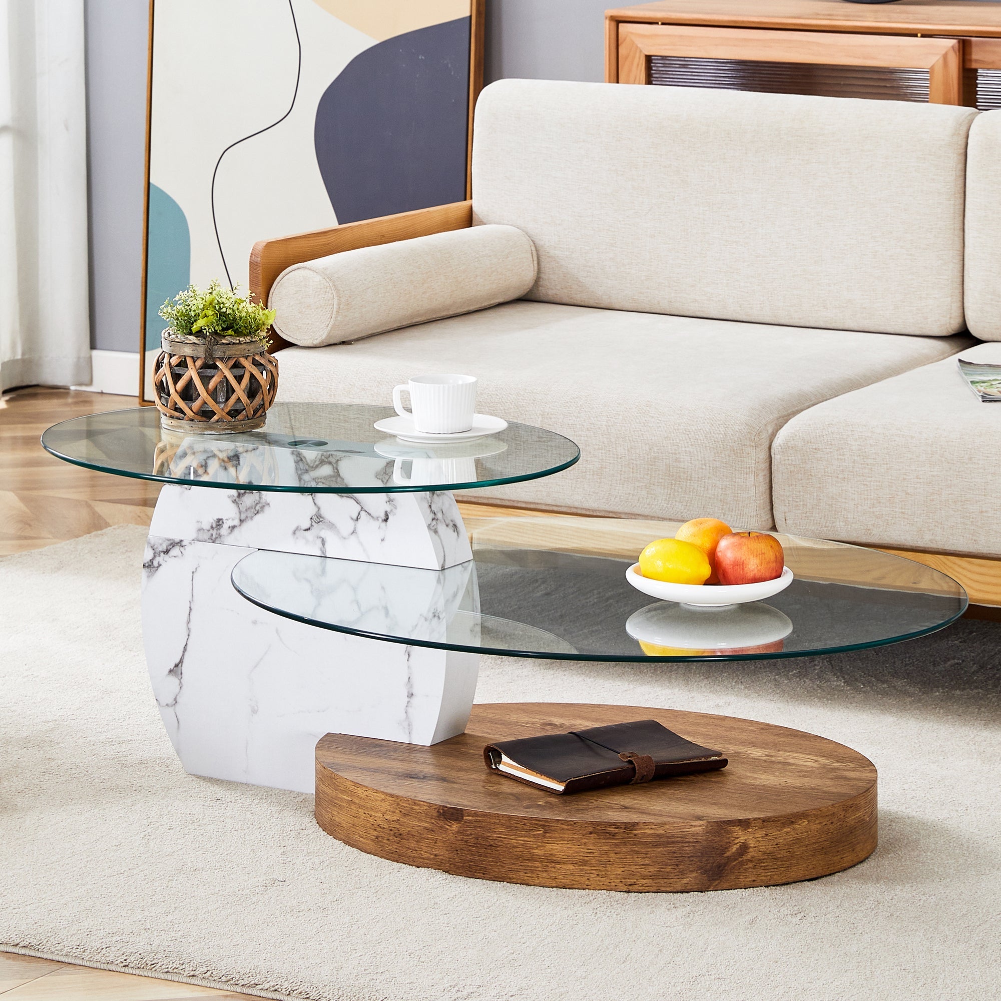 Contemporary Artistic Double Layer Coffee Table