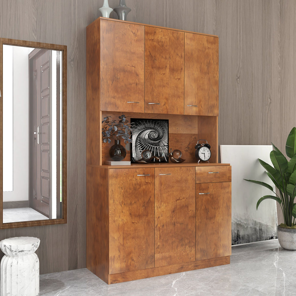 70.87' Tall White Kitchen Cabinet with 6-Doors