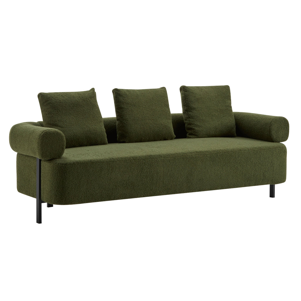 78' Modern Upholstered Sofa with 3 Plush Pillows