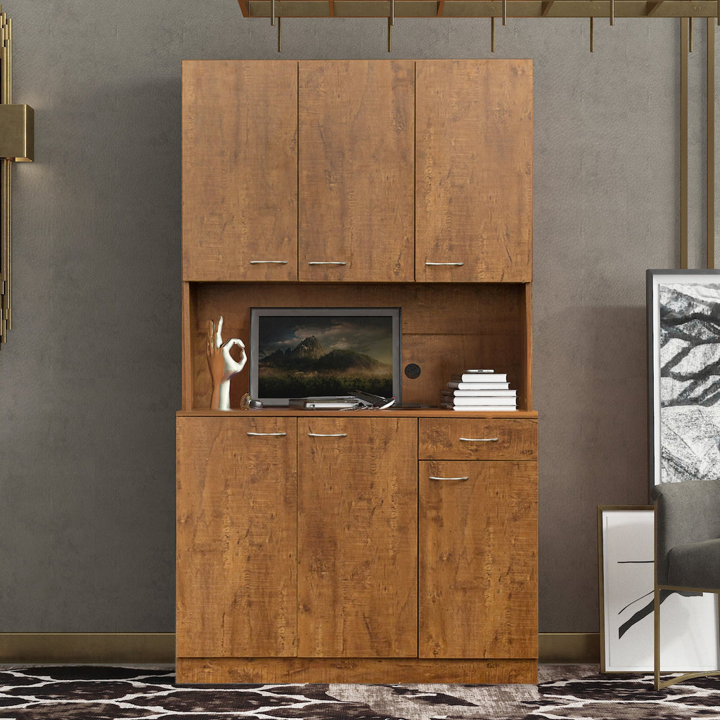 70.87' Tall White Kitchen Cabinet with 6-Doors