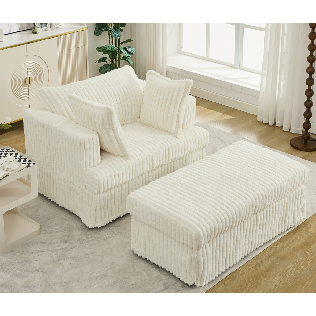 47.7'' Oversized Corduroy Chaise Longue with Ottoman