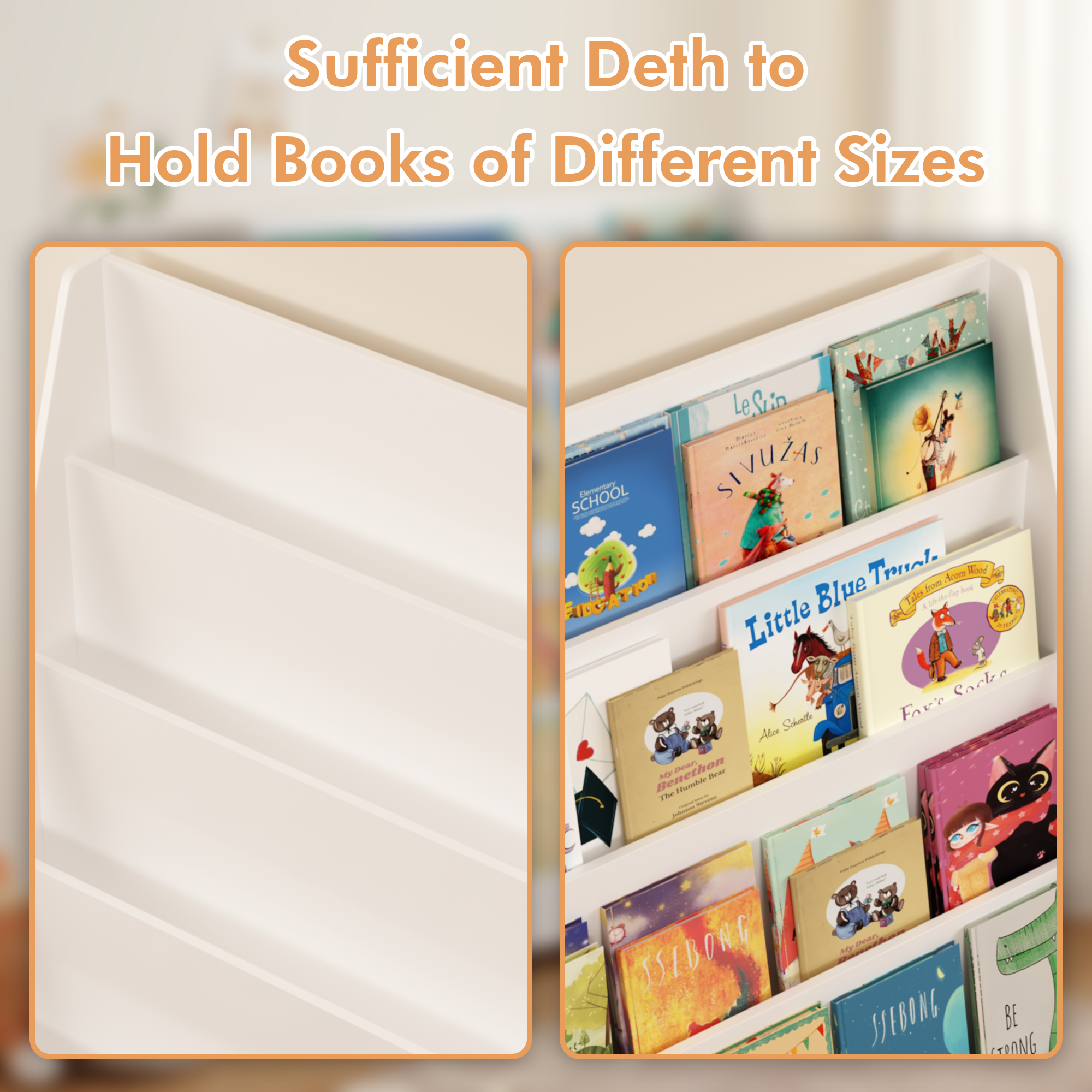4-Tier MDF Toddler Book Display Shelves Kids Bookshelf