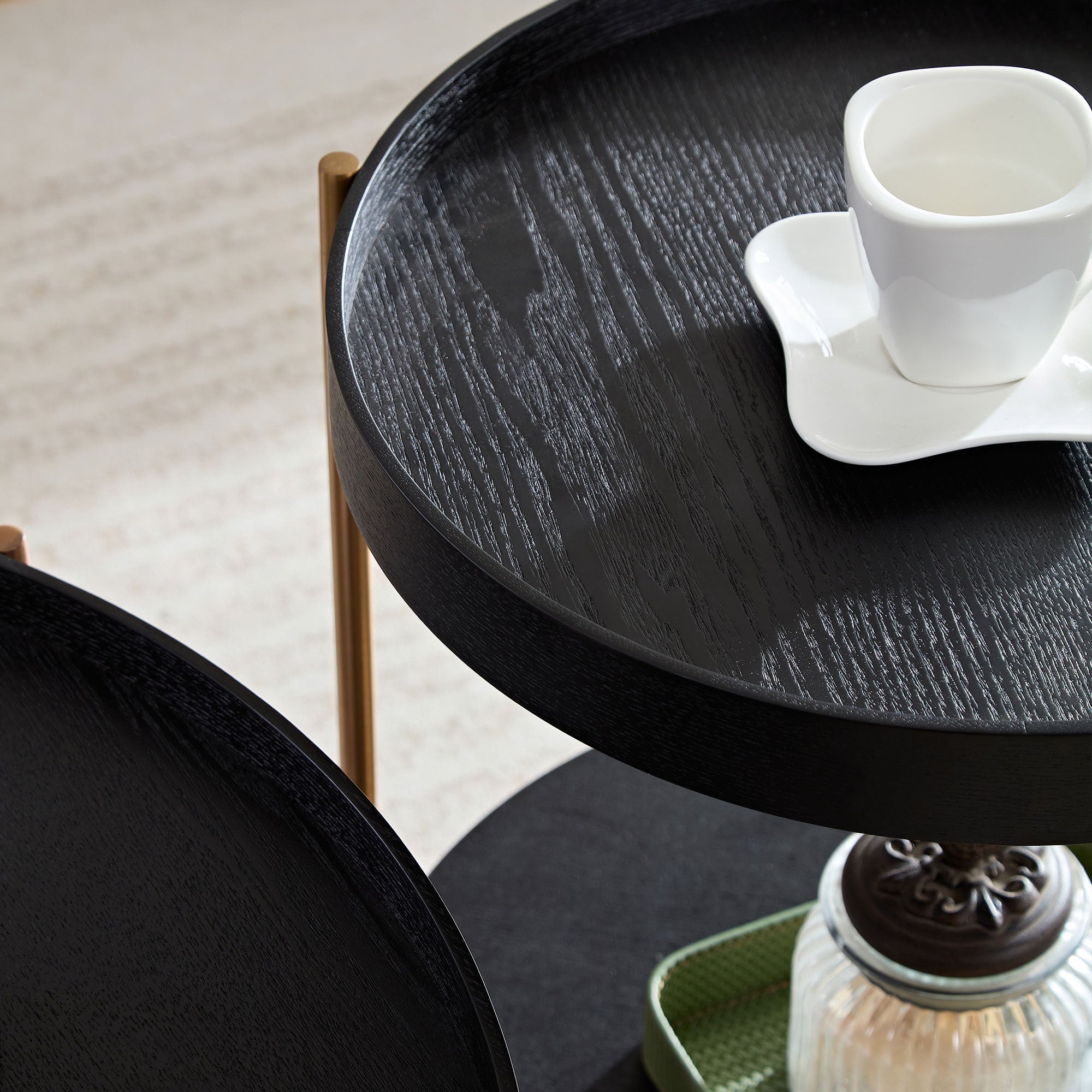 Modern 2 tier Round Coffee Table Set