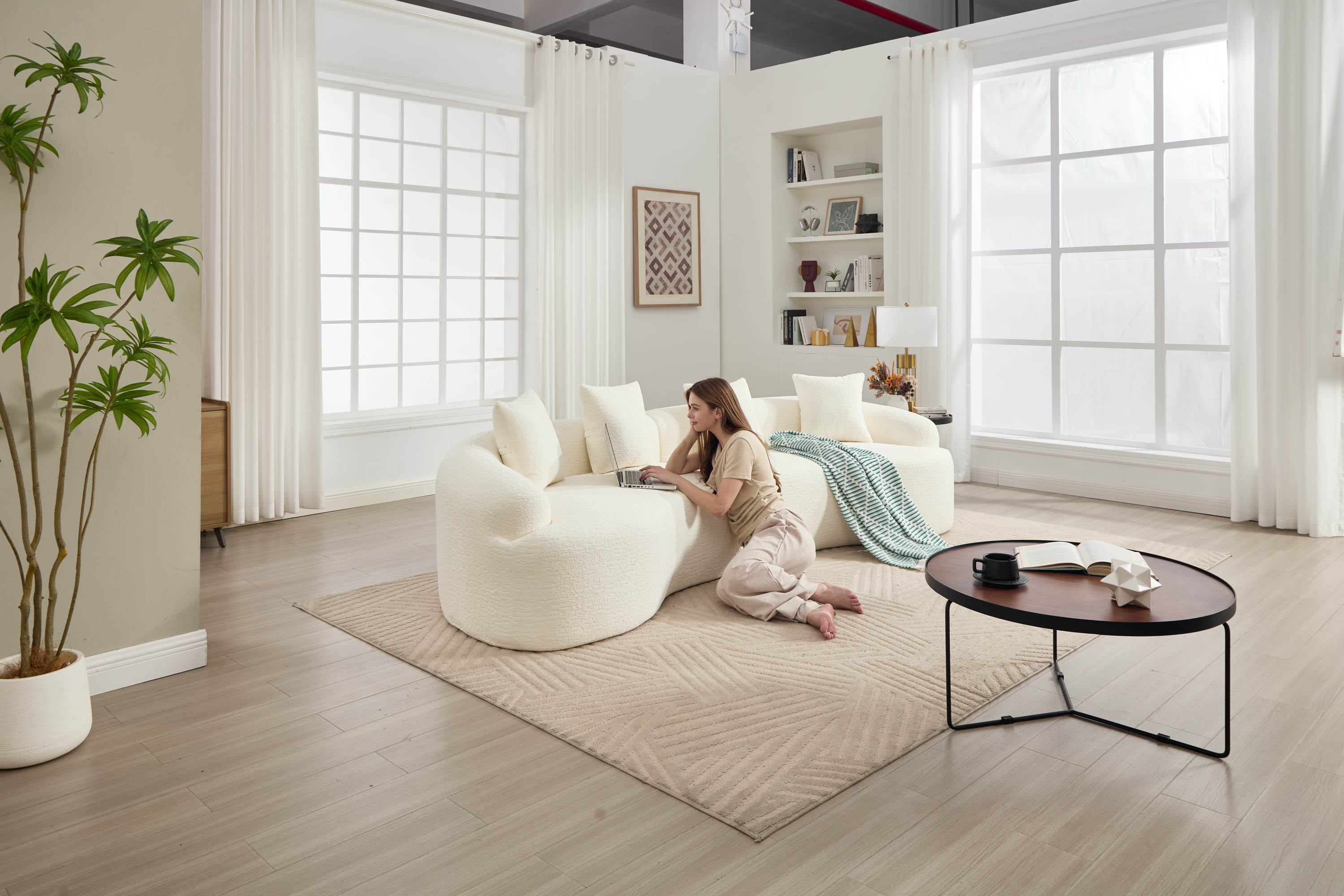 30D High-Density Sponge Sectional Couch for Living Room