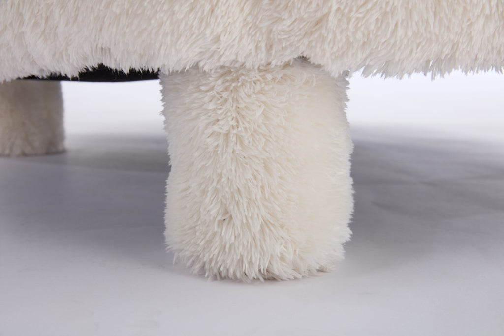 Fur/Teddy Fabric Armless Accent Chair with Curved Backrest
