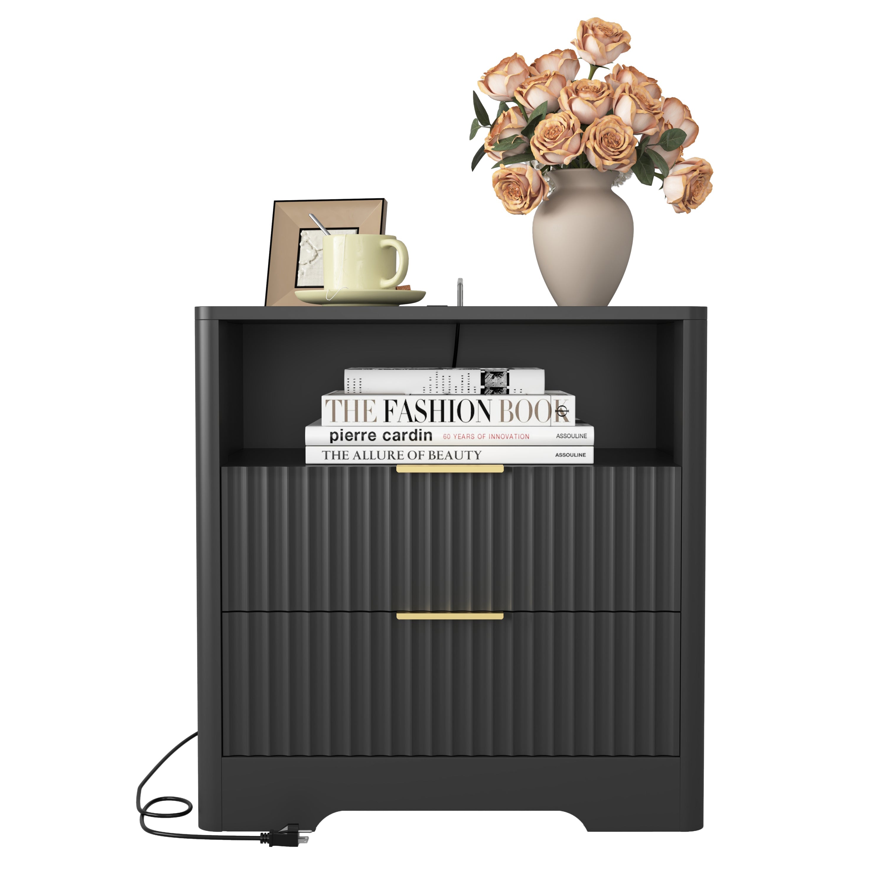 Smart Nightstand with Charging Station for Bedroom