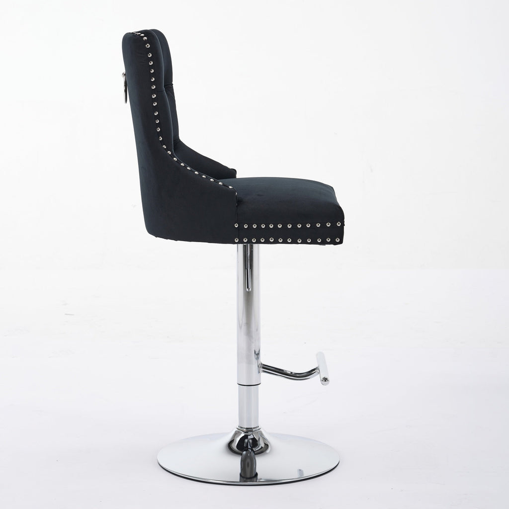 Modern Upholstered Swivel Velvet Barstools (Set of 2)