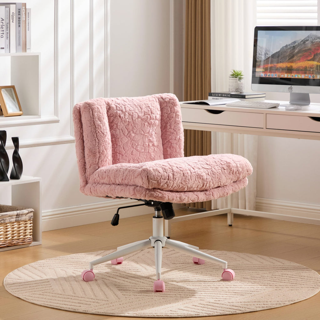 W26.4 inch Wider Artificial Rabbit Hair Home Office Chair