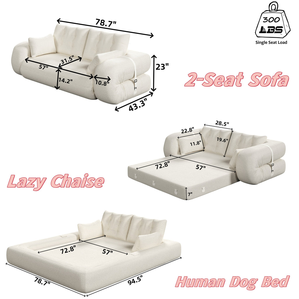 78.7 ' Multi-Functional Teddy Foldable Sofa Bed