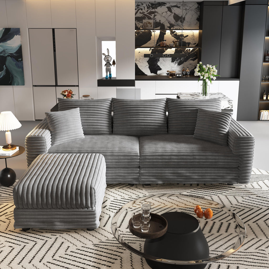 82.7' Modern Comfy Cloud Couch Sofa with Soft Pillows + Ottomans Option
