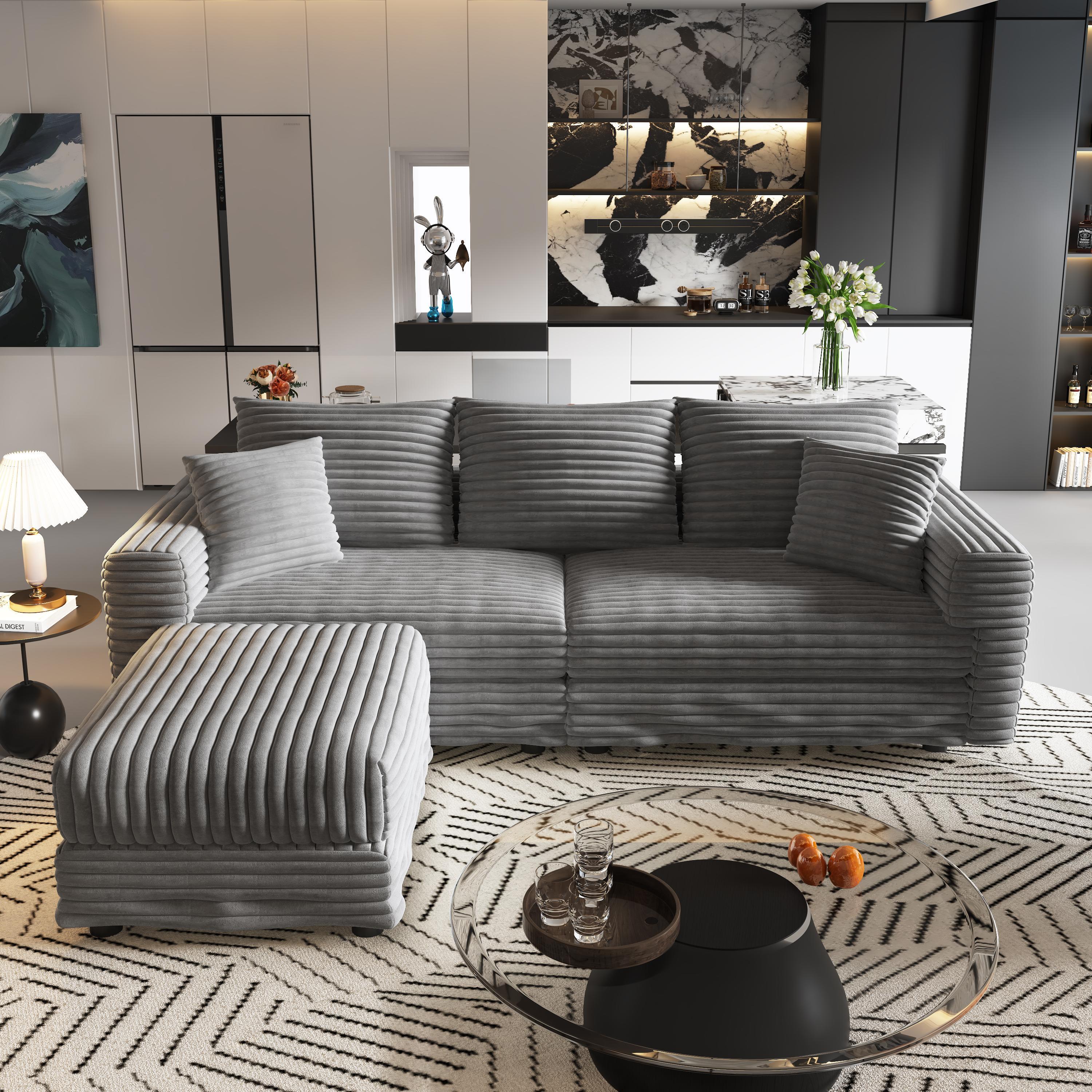 82.7' Modern Comfy Cloud Couch Sofa with Soft Pillows + Ottomans Option