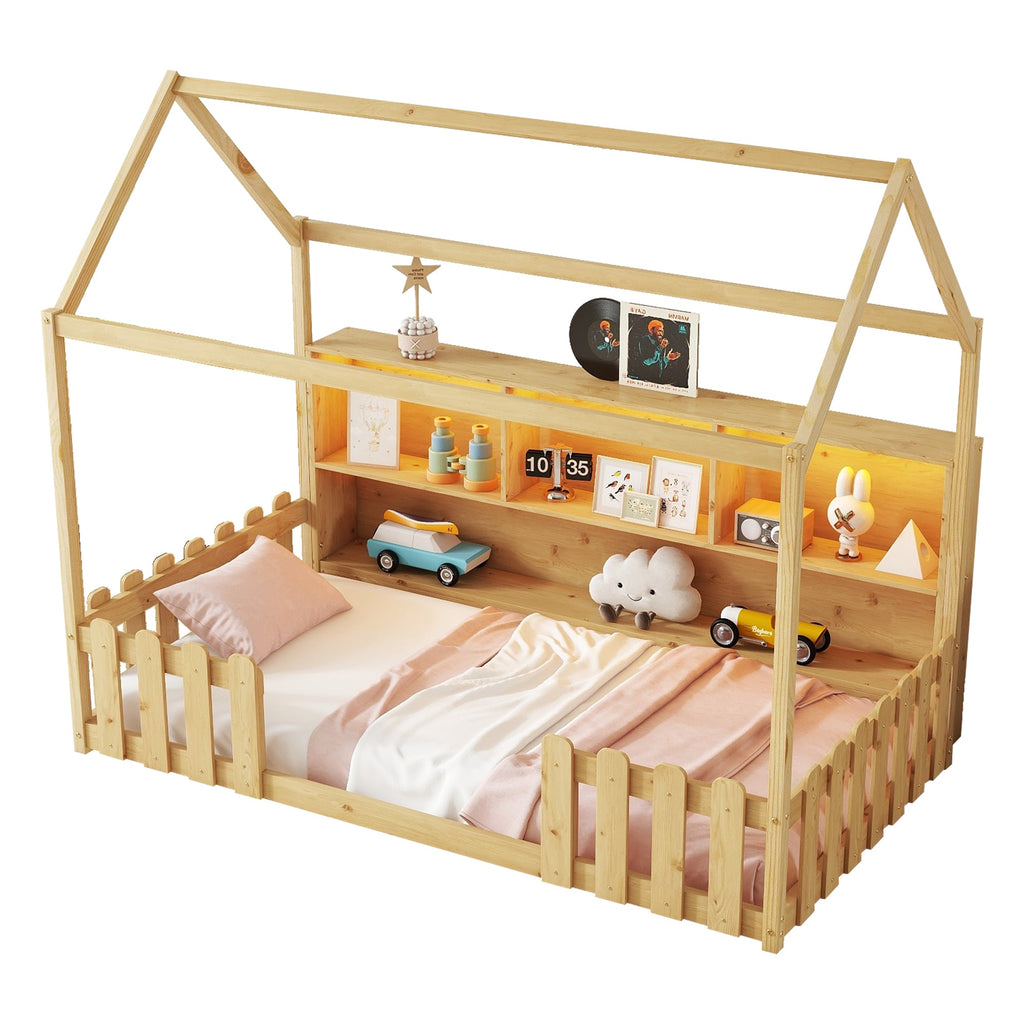 Twin Size House Bed with LED Light