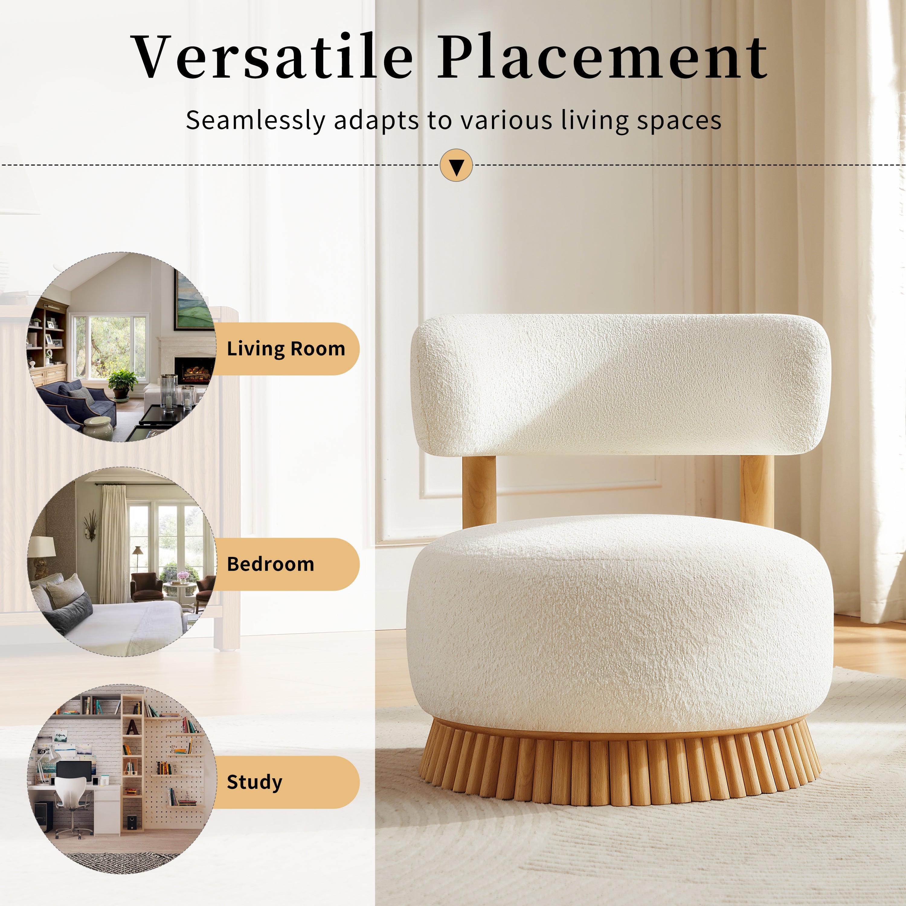 Modern Armless Chair with Wooden Base Featuring Thatched Roof Rod Design