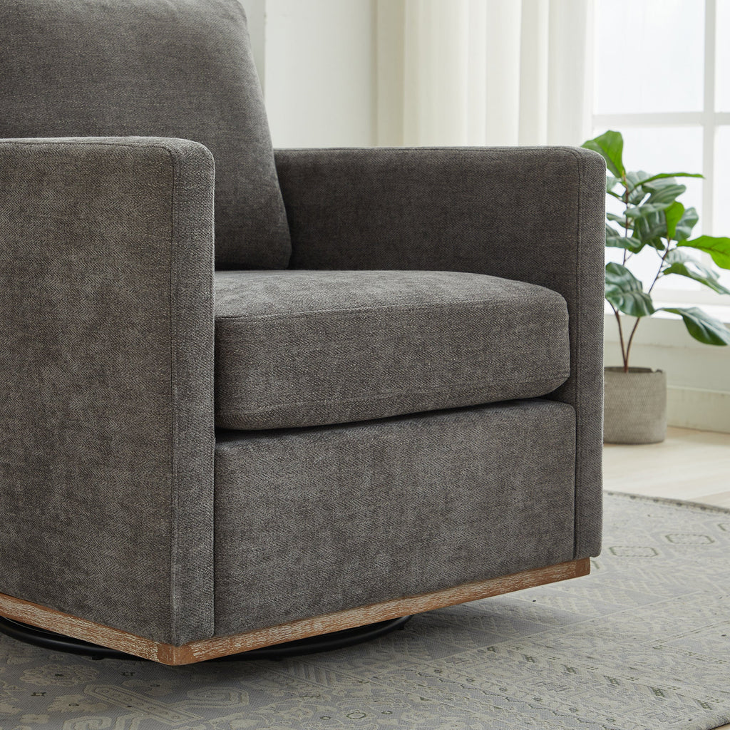 Modern Square Chenille Upholstered Swivel Accent Chair