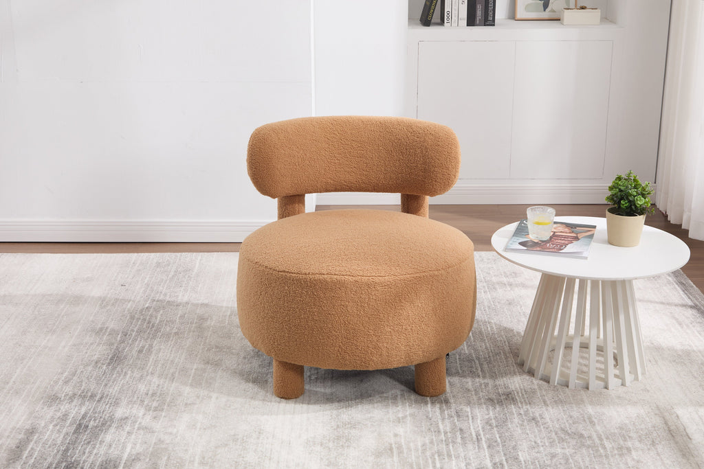 Fur/Teddy Fabric Armless Accent Chair with Curved Backrest