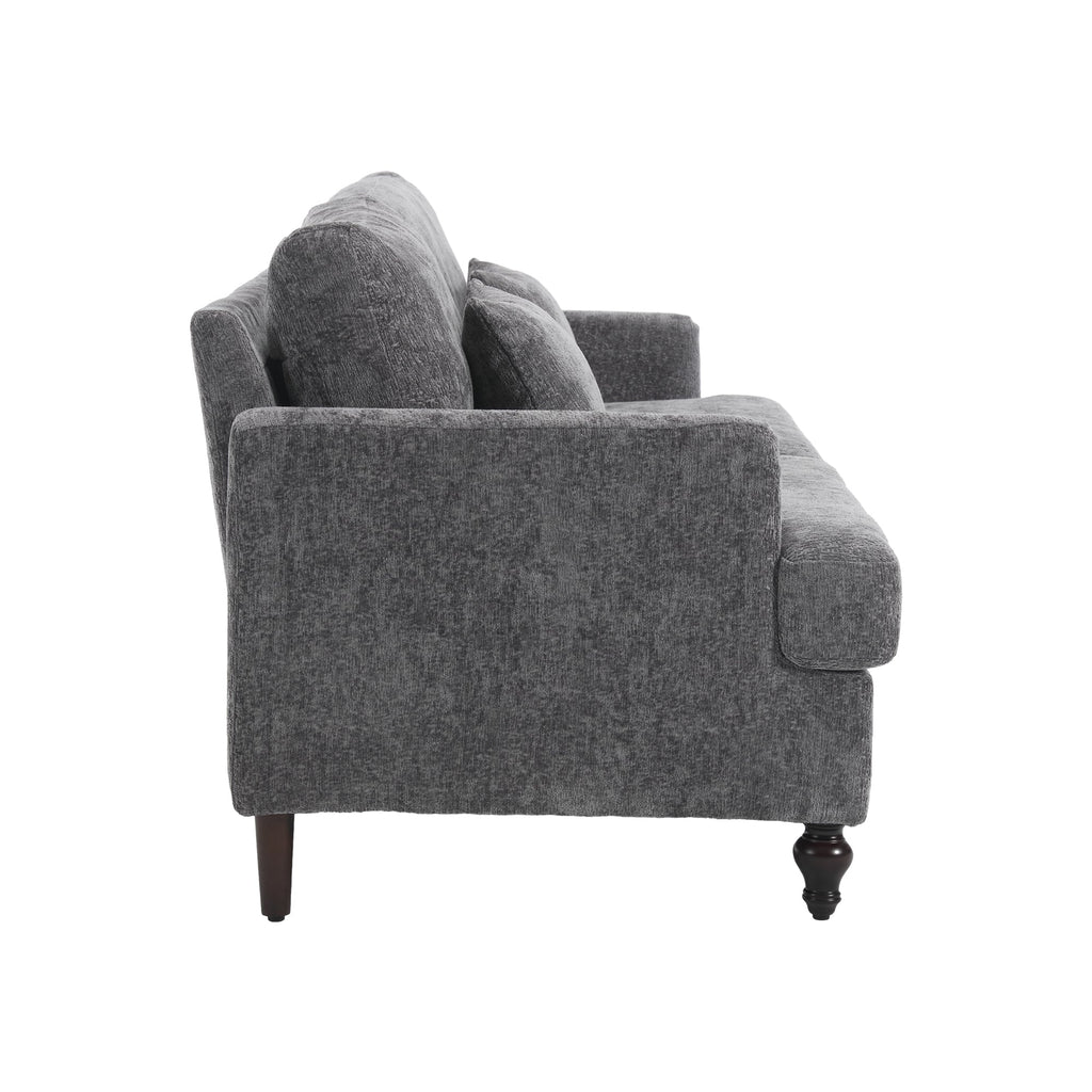 Mid Century Modern Chenille Fabric Loveseat Sofa