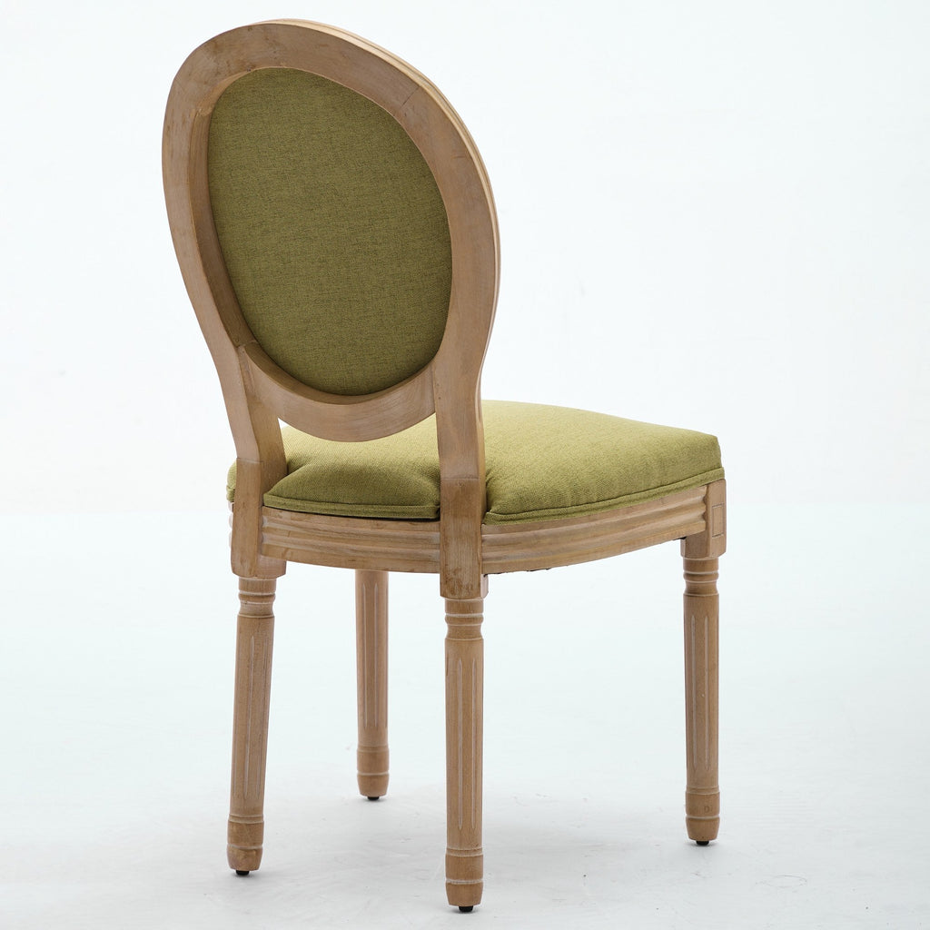 French Style Solid Wood Frame Linen Fabric Back Dining Chair (Set of 2)