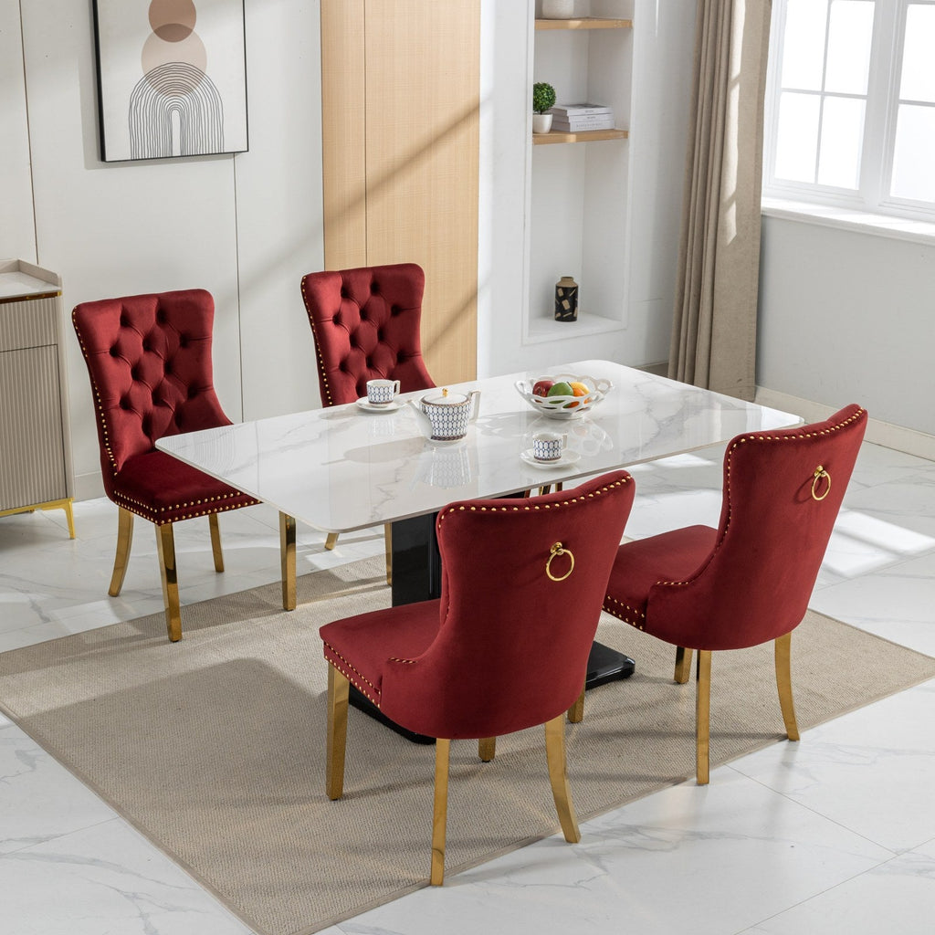 Modern High-end Tufted Solid Wood Velvet Dining Chair(Set of 2)