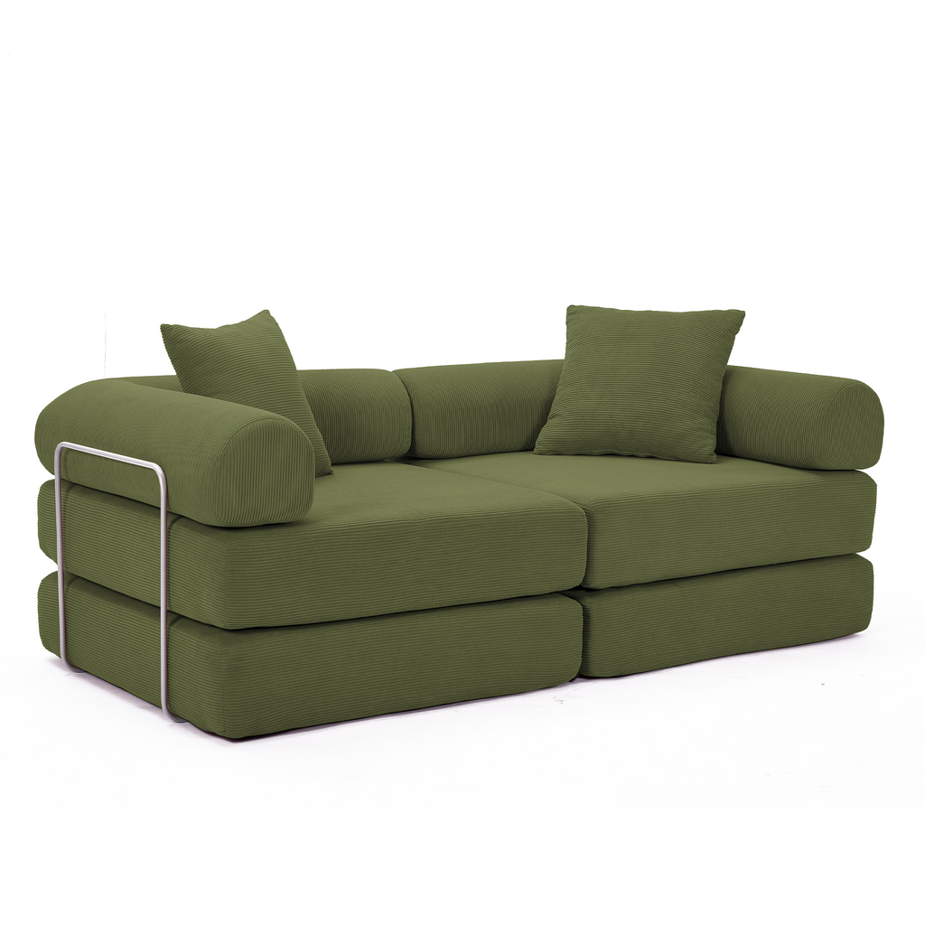 2 Seat Convertible Couch Folding Mattress Couch Sofa Bed