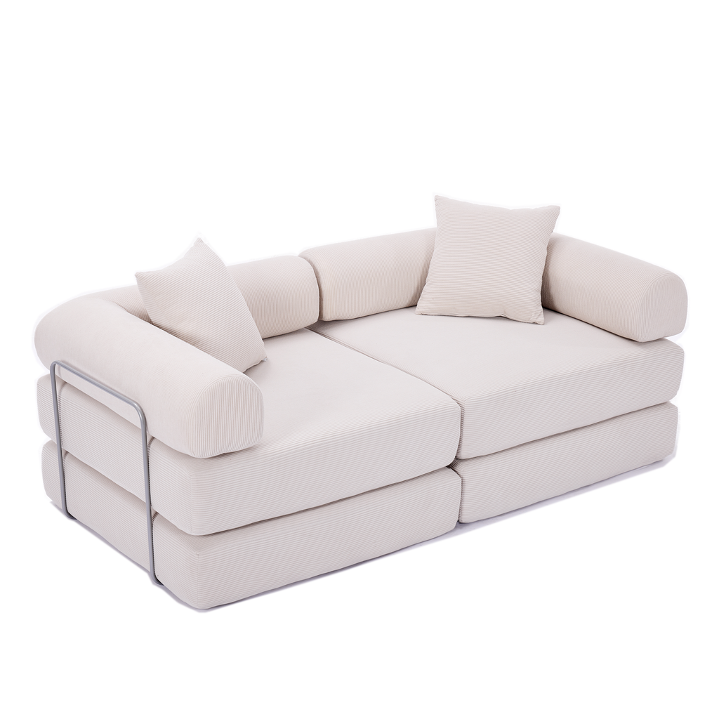 2 Seat Convertible Couch Folding Mattress Couch Sofa Bed