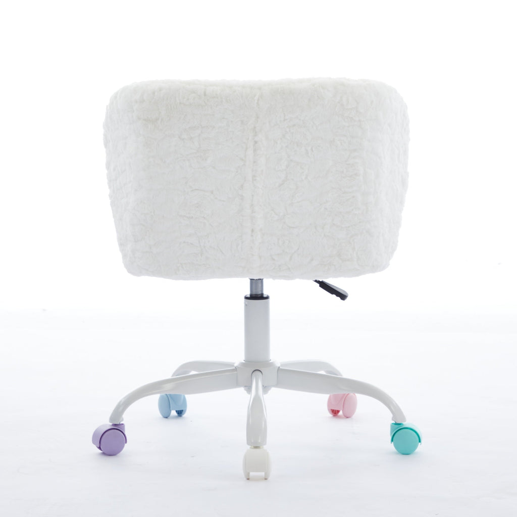 Artificial Rabbit Hair Adjustable Office Chair with Metal Base