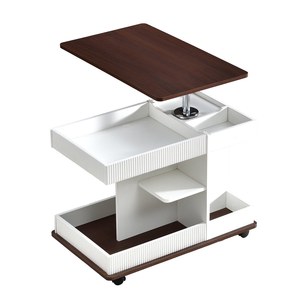 Modern Multifunctional Adjustable End Table with Wheels