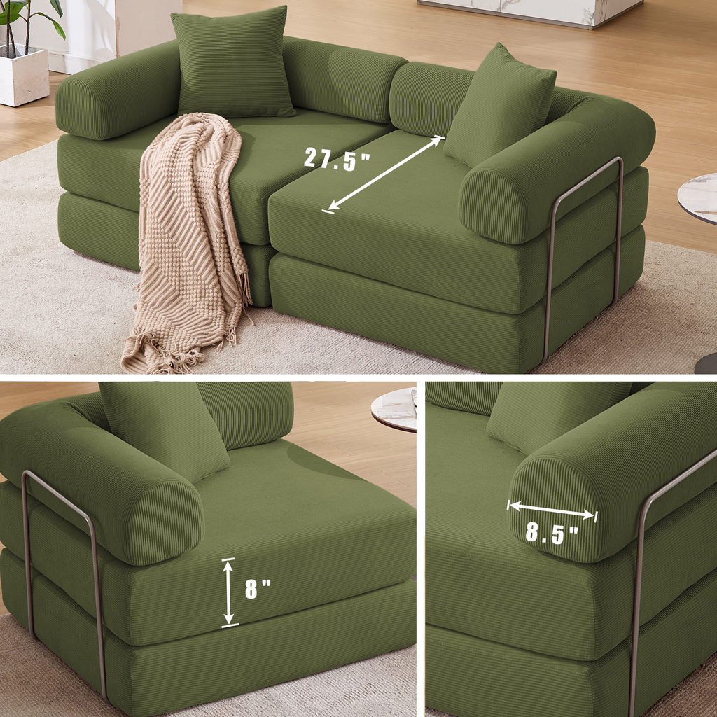 2 Seat Convertible Couch Folding Mattress Couch Sofa Bed