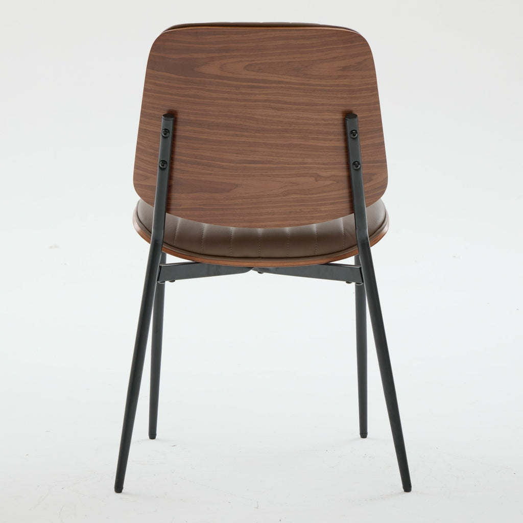 Mid Century Modern Retro Faux Leather Dining Chairs with Walnut Bentwood (Set of 2)