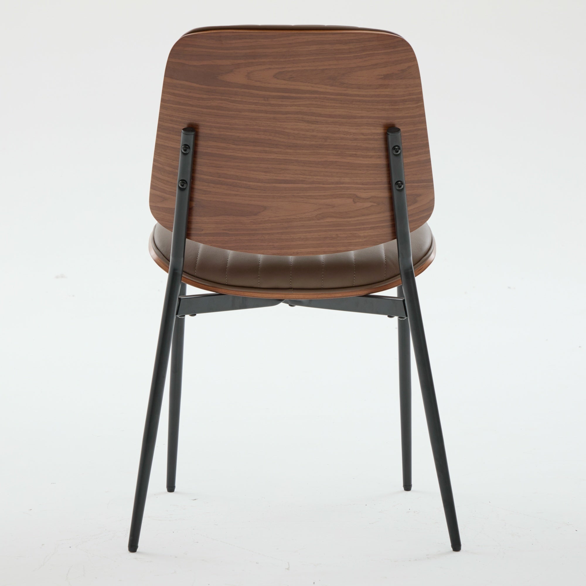 Mid Century Modern Retro Faux Leather Dining Chairs with Walnut Bentwood (Set of 2)