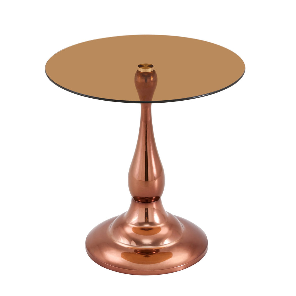 20" Small Luxury Metal Round Side Table with a Glass Top