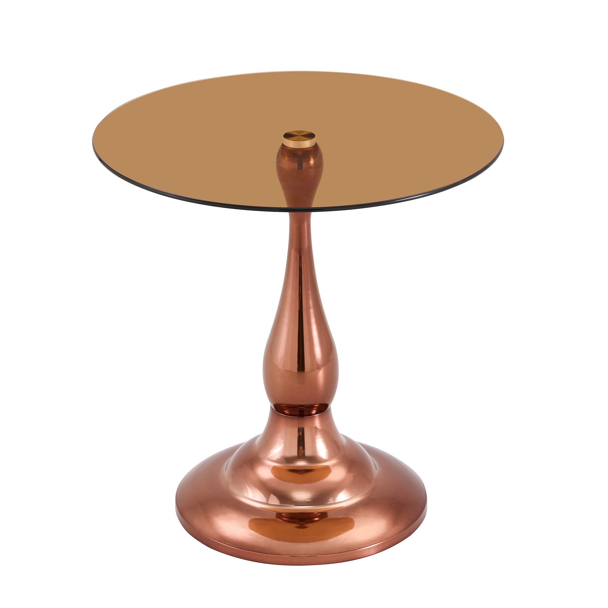 20" Small Luxury Metal Round Side Table with a Glass Top