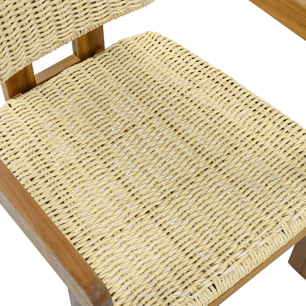 2-seat Woven Outdoor Chairs, Comfy Patio Seating with Elegant Teak Finish