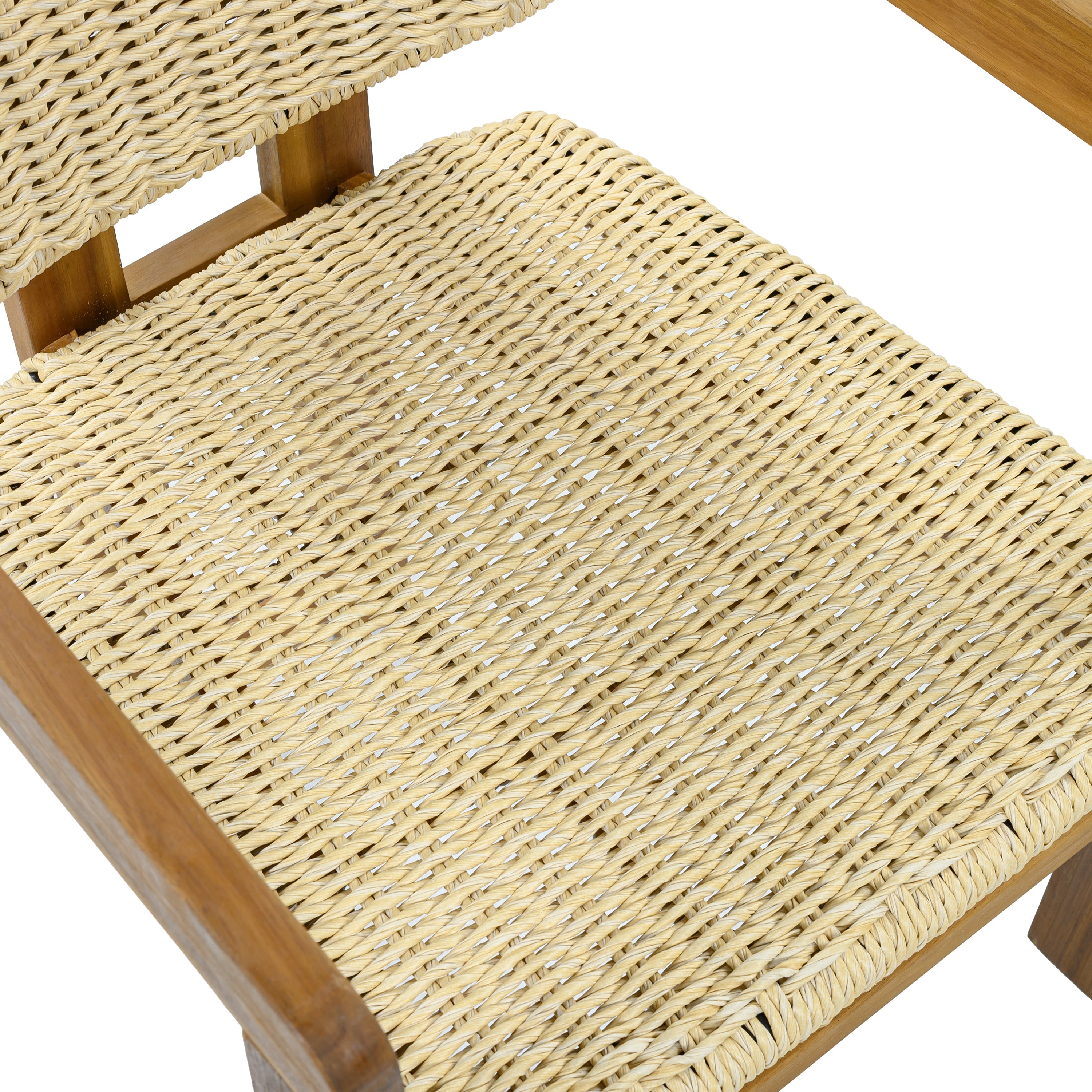 2-seat Woven Outdoor Chairs, Comfy Patio Seating with Elegant Teak Finish