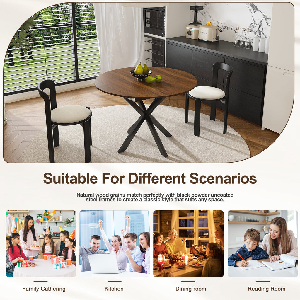 Modern Solid Wood Veneer Retractable Dining Table