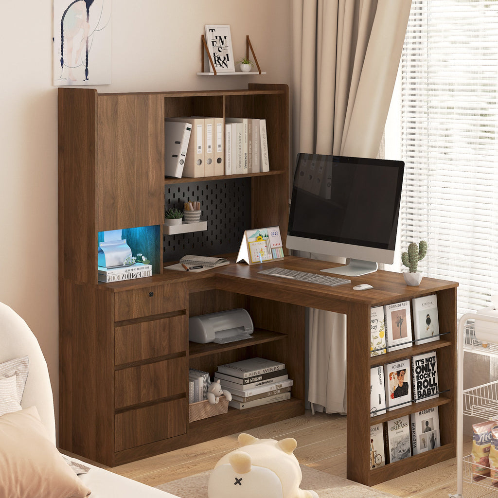L Shaped Computer Desk with Drawers