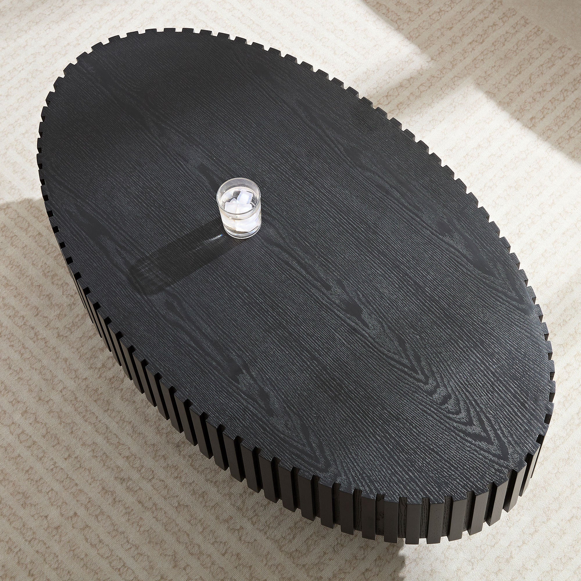 43.70 Inch Modern Handcraft Drum and Oval Coffee Table