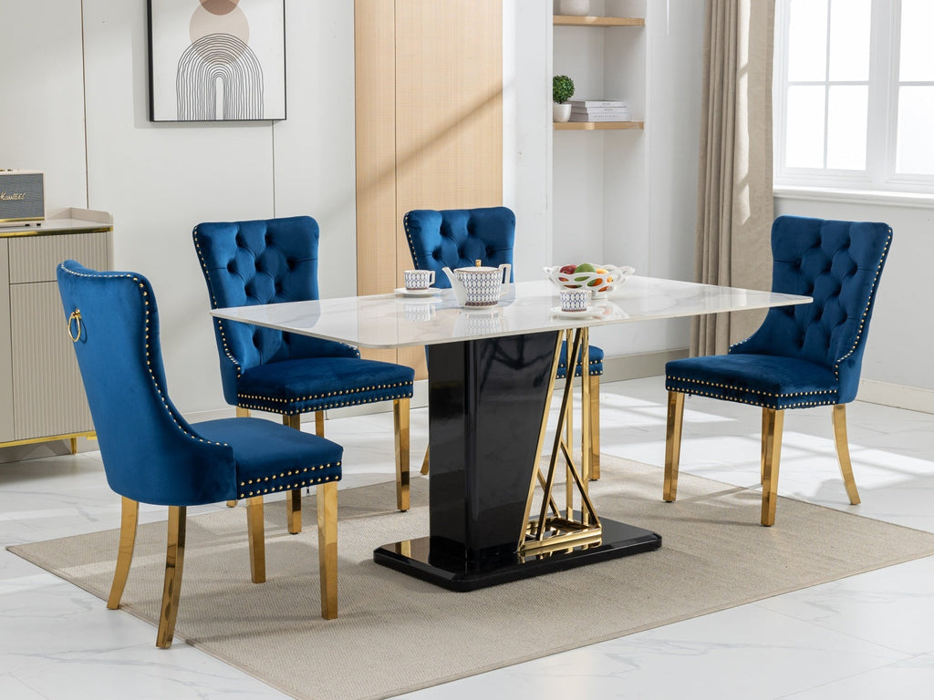 Modern High-end Tufted Solid Wood Velvet Dining Chairs (Set of 2)
