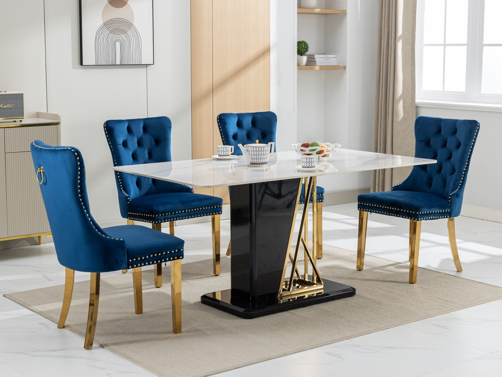 Modern High-end Tufted Solid Wood Velvet Dining Chairs (Set of 2)
