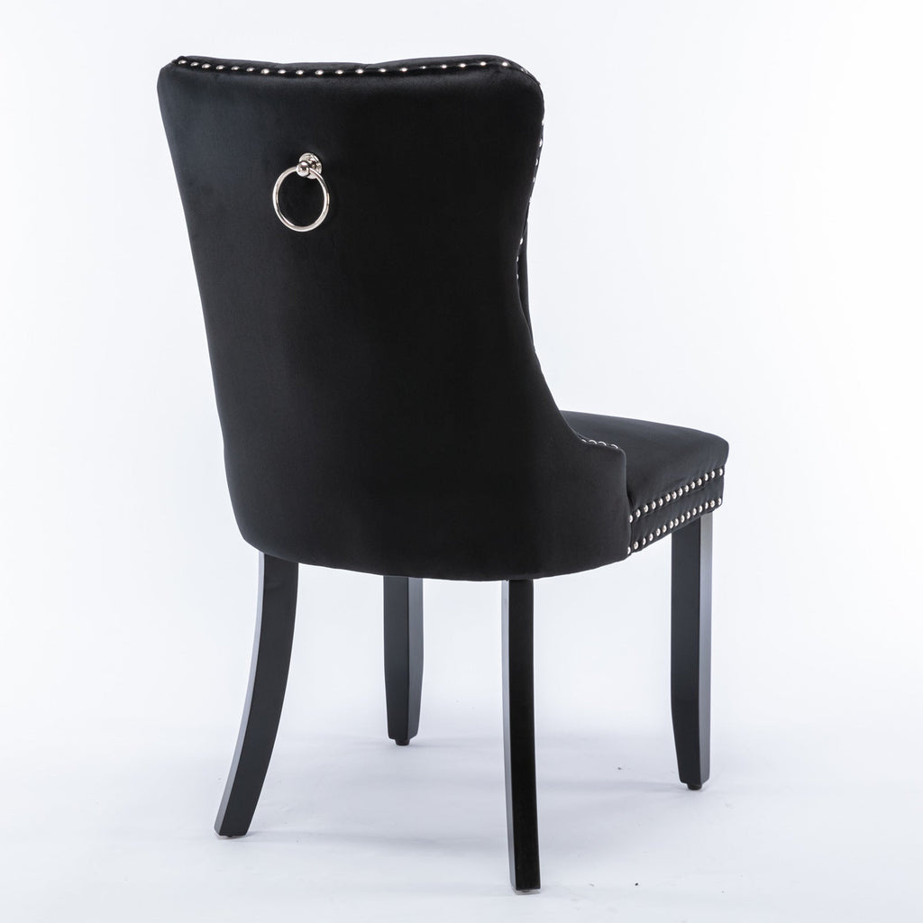 Modern High-end Tufted Solid Wood Velvet Dining Chair(Set of 2)