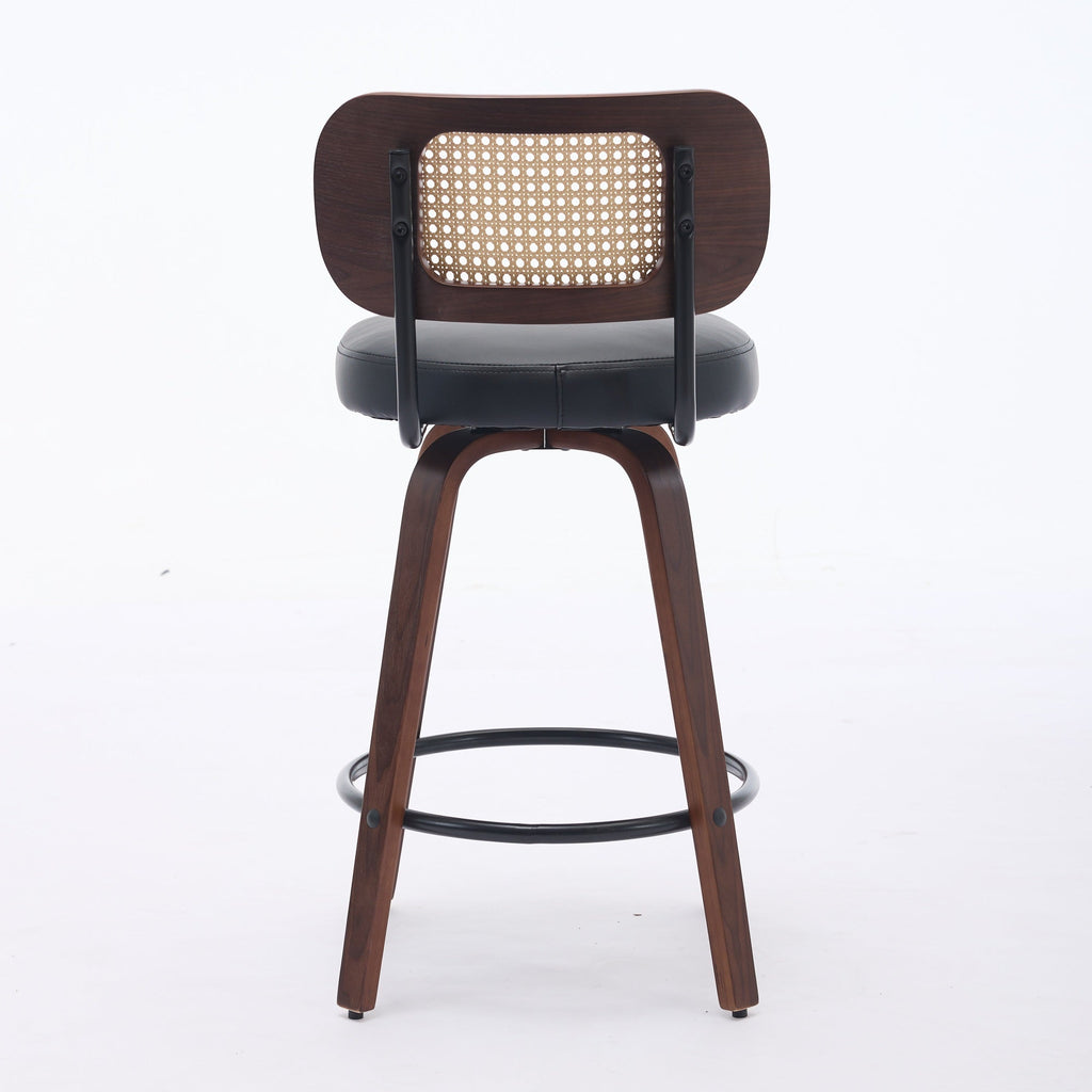 26 Inch Rattan Counter Height Stools with Cane Back (Set of 3)