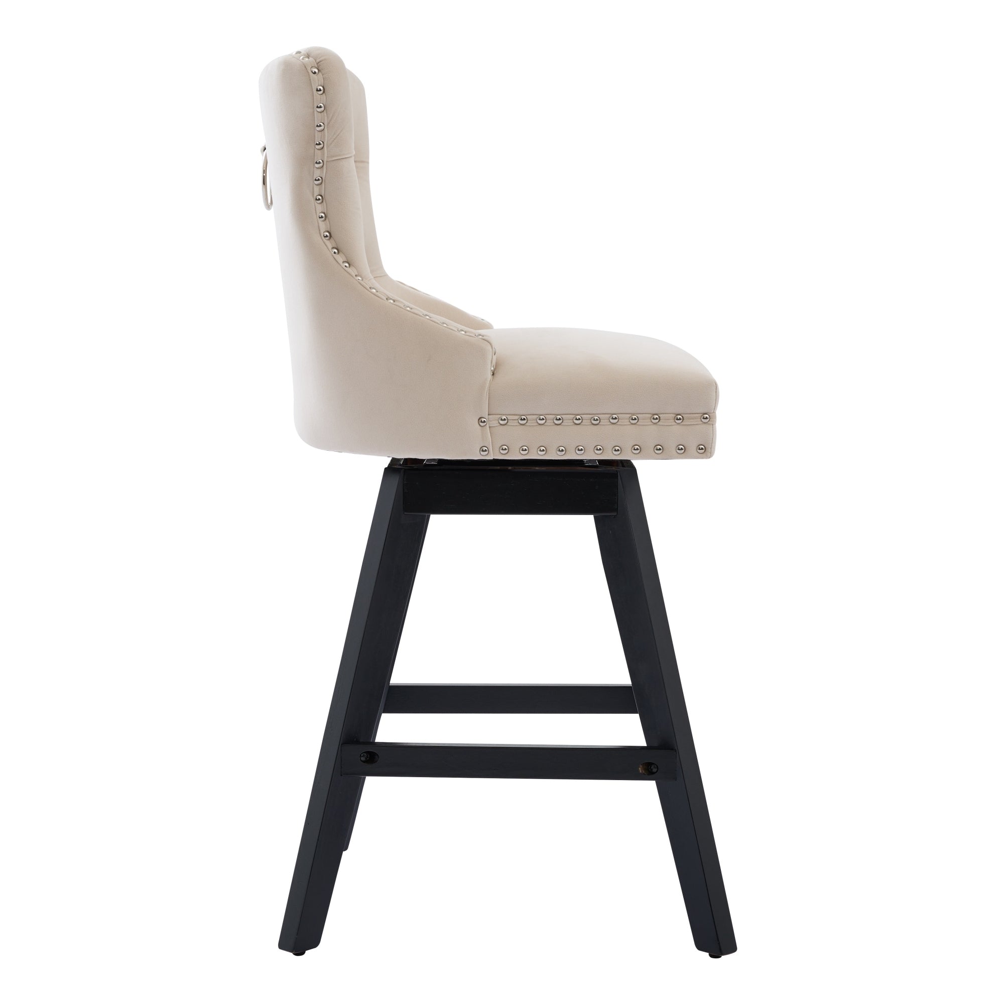 Swivel Velvet Barstools with Button Tufted Decoration (Set of 2)