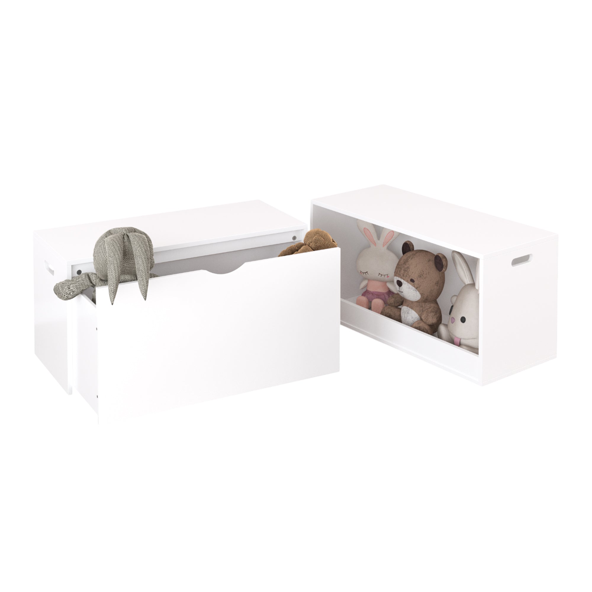 White Wooden Open Toy Storage Box for Kids