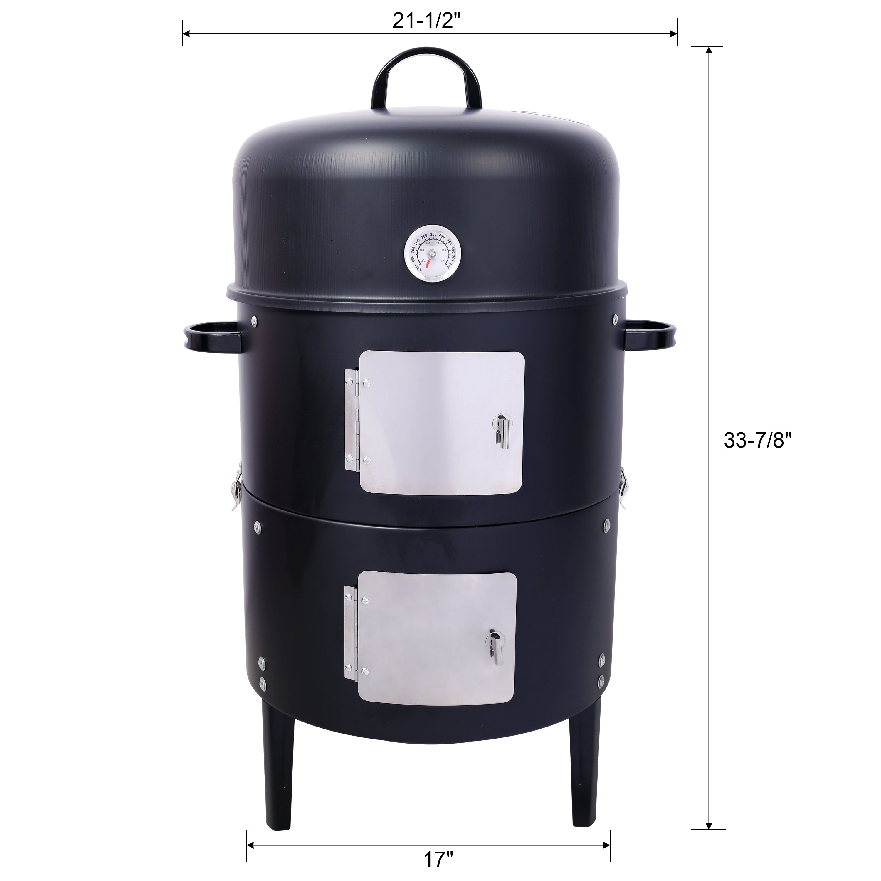 17 Inch Steel Charcoal Smoker Heavy Duty BBQ Grill Outdoor Cooking Black