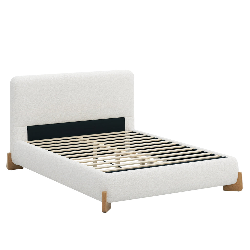 Elegant Boucle Upholstered Bed